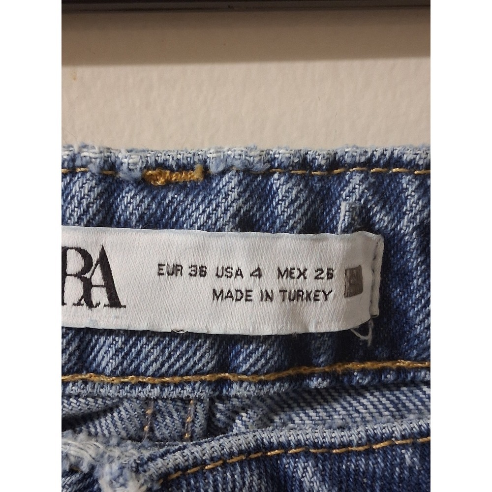 Zara Womens High Rise Straight Leg Ankle Rigid Denim Jeans Blue 6164/023 Size 4 - Picture 2 of 8
